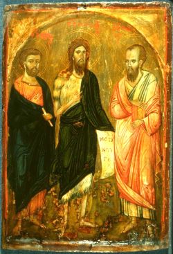 Άγιοι Πέτρος και Παύλος, εν τω μέσω αυτών, ο Άγιος Ιωάννης ο Προφήτης και Πρόδρομος 